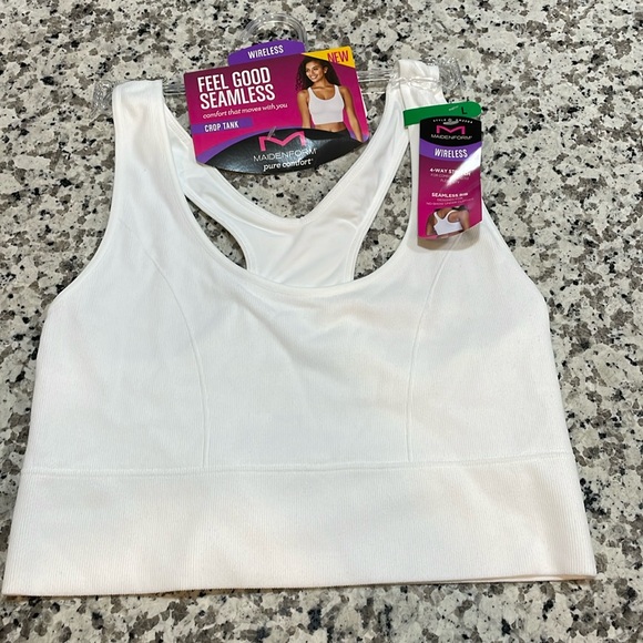 Maidenform L wireless feel good seamless white crop top or bralette pure comfort - Picture 2 of 12